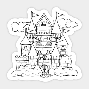 Color Me Castle Line Art Illustration by Cherie(c)2021 Sticker